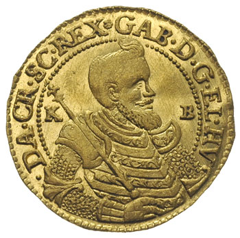 Gabriel Bethlen 1613-1629, dukat 1621 / K-B, Krzemnica, złoto 3.45 g, Resch 66, drobna wada mennicza na rewersie, ale piękne lustro mennicze