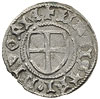 szeląg 1434-1450, Rewal, Aw: Krzyż w tarczy, wokoło MAGISTRI LIVONIE, Rw: Krzyż, wokoło MON-ETA-RE..