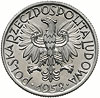 5 złotych 1958, Warszawa, odmiana z wąską cyfrą 8 w dacie, Parchimowicz 220.a, rzadkie i bardzo ła..