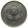 Dar Kurlandii dla Rzeczypospolitej -medal autorstwa J. F. Holzhaeussera 1774 r., Aw: Trzy owalne t..