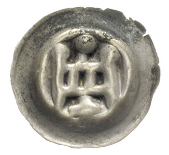 brakteat ok. 1327-1338, Brama wieńczona kulkami, w bramie krzyż, 0.18 g, BRP Prusy T10.23