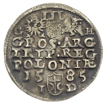trojak 1585, Olkusz, odmiana z literami G-H przy Orle i Pogoni, Iger O.85.2.b (R1), lekko brunatna patyna