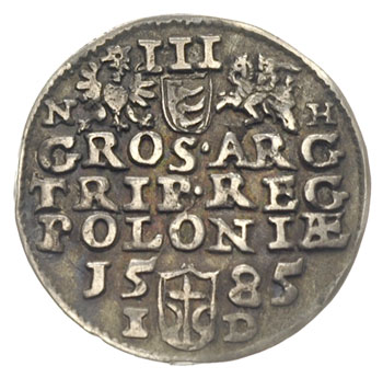 trojak 1585, Olkusz, odmiana z literami N-H przy Orle i Pogoni, Iger O.85.3.b (R1), patyna