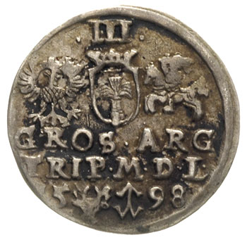 trojak 1598, Wilno, długa kryza pod szyją króla 