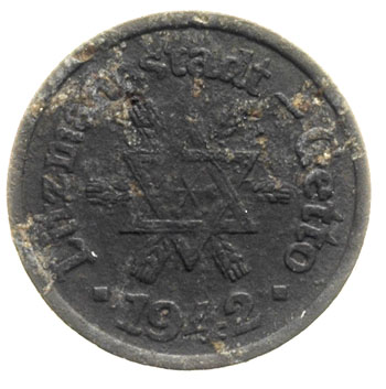 10 fenigów 1942, Łódź, magnez 0.9753 g, Parchimowicz P-25, J. L.1, rzadka moneta z certyfikatem Guy M. Y. Ph. Franquinet, drobne ślady korozji, ale ładnie zachowane