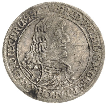 18 groszy (ort) 1661, Królewiec, litera S na piersi Orła, Neumann 11.114b, Schr. 1600, rzadki
