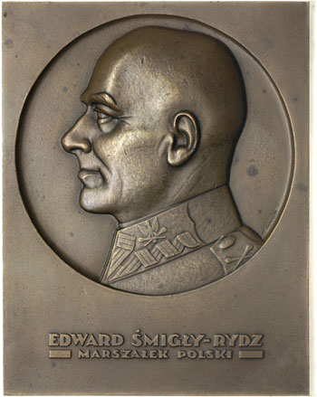 II RP, Edward Śmigły-Rydz, plakieta mennicy warszawskiej sygnowana J. Aumiller, 1936 r., brąz 72 x 90 mm, Strzałkowski -plakiety 54, rzadka