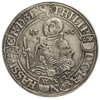 Jan Fryderyk i Landgraf Filip Heski 1542-1547, talar 1546, Goslar, 27.91 g, Dav. 9740, Keilitz 228, Schnee 131