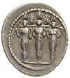 P. Accoleius Lariscolus 43 pne, denar, Rzym, Aw: Popiersie Diany Nemorensis w prawo, za nią P. ACC..