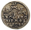 trojak 1598, Wilno, długa kryza pod szyją króla i głowa wołu u dołu rewersu, Iger V.98.1.b (R1), I..