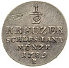 odbitka w srebrze 1/2 krajcara 1789, Wrocław, 2.77 g, FuS 1275, Schr. 161, rysy w tle, bardzo rzad..
