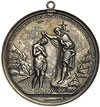 medal chrzcielny sygnowany J HERKNER F, Aw: Scena chrztu Chrystusa w rzece powyżej napis, Rw: U gó..