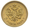 5 rubli 1899 AP, Petersburg, złoto 4.30 g, Kazakov 158, wyśmienite, patyna