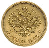 5 rubli 1903 AP, Petersburg, złoto 4.29 g, Kazakov 268, wyśmienite, patyna