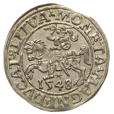 półgrosz 1548, Wilno, pierwsza cyfra daty rzymska, Ivanauskas 4SA37-12, piękny