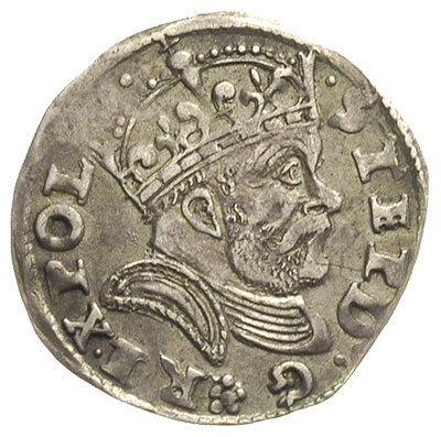 trojak 1586, Poznań, data z lewej strony monety, Iger P.86.2.e (R1), nieco niedobity, ale ładny egzemplarz, patyna
