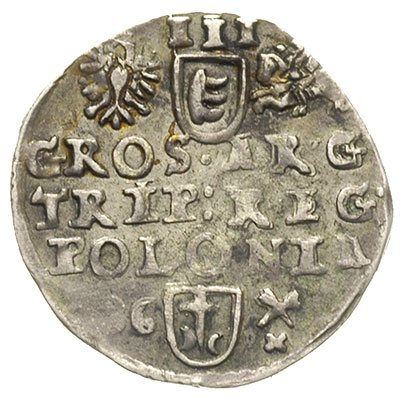 trojak 1586, Poznań, data z lewej strony monety, Iger P.86.2.e (R1), nieco niedobity, ale ładny egzemplarz, patyna
