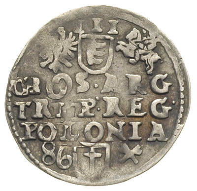 trojak 1586, Poznań, data z lewej strony monety, Iger P.86.2.e (R1)