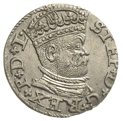 trojak 1586, Ryga, odmiana z małą głową króla, Iger R.86.2.a (R), Gerbaszewski 26, bardzo ładnie zachowany