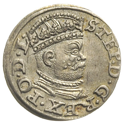 trojak 1586, Ryga, odmiana z małą głową króla, Iger R.86.1.a (R), Gerbaszewski 1, ładnie zachowany