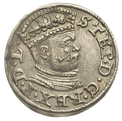 trojak 1586, Ryga, odmiana z małą głową króla, Iger R.86.1.a (R), Gerbaszewski 17