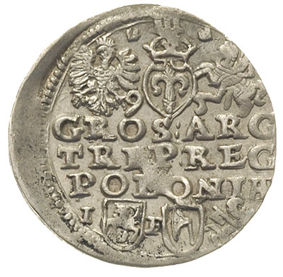 trojak 1595, Lublin, Iger L.95.1.a (R6), T. 30, niezmiernie rzadka moneta z h. Topór oraz datą koło h. Wazów