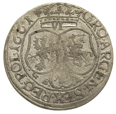 szóstak 1661, Lwów, litery GB - A,  dużo lustra menniczego