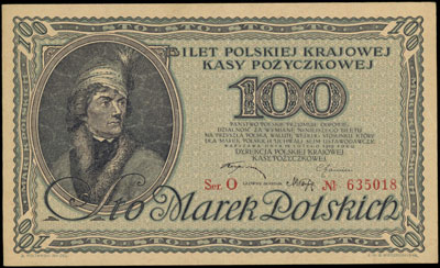 100 marek polskich 15.02.1919, seria O, Miłczak 18a, Lucow 316 (R3), ładnie zachowane