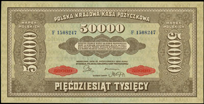 50.000 marek polskich 10.10.1922, seria F, Miłczak 33, Lucow 425 (R3), piękne