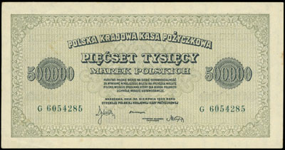 500.000 marek polskich 30.08.1923, seria G, numeracja siedmiocyfrowa, Miłczak 36i, Lucow 440 (R4), niewielkie przebarwienia papieru