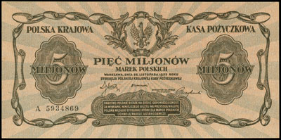 5.000.000 marek polskich 20.11.1923, seria A, Miłczak 38, Lucow 456 (R5), piękne