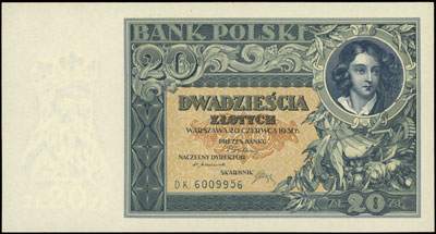 20 złotych 20.06.1931, seria DK., Miłczak 72c, Lucow 666 (R0), wyśmienicie zachowane