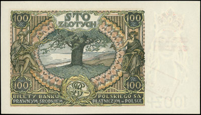 100 złotych 1940, seria C.V., nadruk na banknoci