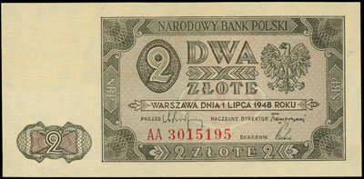 2 złote 1.07.1948, seria AA, Miłczak 134b