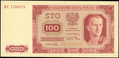 100 złotych 1.07.1948, seria KE i 500 złotych 1.07.1948, seria CC, Miłczak 139f i 140dd, razem 2 sztuki
