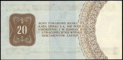 Bon towarowy Banku PKO SA,  20 dolarów 1.10.1979, seria HH 2605427, Miłczak B34