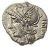 denar 137 pne, Rzym, Aw: Głowa Romy w hełmie w lewo, z przodu X, z tyłu TAMPIL, Rw: Apollo z łukie..