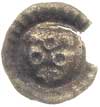 brakteat ok. 1240-1280, Głowa wołowa na wprost w tarczy, 0.12 g, Oertzen 68, wykruszony