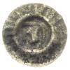 brakteat XIII/XIV w., Głowa gryfa w lewo w tarczy, promienista obwódka, 0.14 g, Dbg. 140a