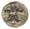 denar XIV/XV w., Aw: Lilia podwójna (dolna część podobna do górnej), Rw: Gryf w prawo?, 0.25 g, Db..