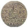 trojak 1585, Ryga, odmiana z dużą głową króla, Iger R.85.2.b (R), Gerbaszewski 60, lekko niedobity..