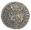 szeląg 1593, Olkusz, herb Lewart pod monogramem 