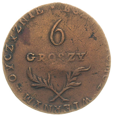 6 groszy 1813, Zamość, Plage 121, miedź 10.36 g, niezmiernie rzadka i ładnie zachowana moneta
