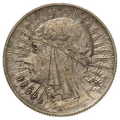 1 złoty 1932, Głowa kobiety, na rewersie wypukły PRÓBA, srebro 3.43 g, Parchimowicz P-131.a, wybito 120 sztuk, rzadka