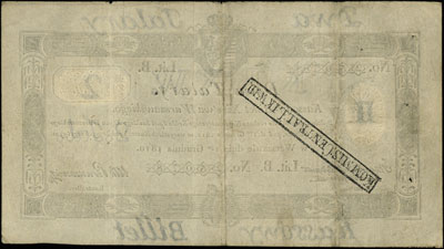 2 talary 1.12.1810, podpis Stanisław H. Ordynat Zamoyski, stempel na stronie odwrotnej, Miłczak A13bi, Lucow 67 (R3)
