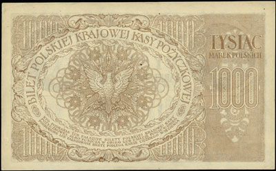 1.000 marek polskich 17.05.1919, seria ZAF, Miłczak 22h, Lucow 352 (R4)- nie notuje tej serii, górny prawy róg zagięty