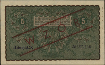 5 marek polskich 23.08.1919, WZÓR, II seria CX, Miłczak 24c, Lucow 364 (R4)