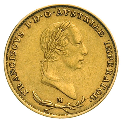 1/2 sovrano 1831/M, Mediolan, złoto 5.63 g, Fr. 741d, Herinek 254