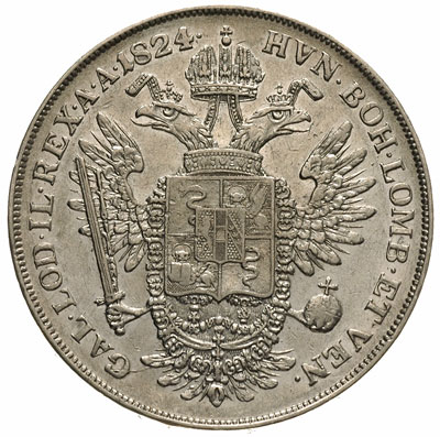 scudo 1824 / M, Mediolan, Dav. 7, Her. 542, rzadki