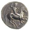 stater 344-334 pne, Aw:  Jeździec z tarczą i włócznią w prawo, pod koniem ΚΑΛ / A, Rw: Nagi Taras ..